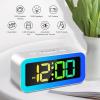 imageColorful Nightlight LED Digital Alarm Clock with Super Loud Dual alarm Weekday mode Snooze Dimmer USB Charging Port for Livingroom Bedroom Bedside Heavy Sleeper Adult Kid Teens gift BlackSilver