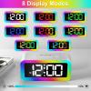 imageColorful Nightlight LED Digital Alarm Clock with Super Loud Dual alarm Weekday mode Snooze Dimmer USB Charging Port for Livingroom Bedroom Bedside Heavy Sleeper Adult Kid Teens gift BlackSilver
