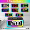 imageColorful Nightlight LED Digital Alarm Clock with Super Loud Dual alarm Weekday mode Snooze Dimmer USB Charging Port for Livingroom Bedroom Bedside Heavy Sleeper Adult Kid Teens gift BlackBlack