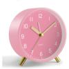 imageAnalog Alarm Clock 4 inch Super Silent Non Ticking Small Clock with Night Light Battery Operated Simple Design Old Fashioned Style Ideal Decor for Bedroom Bedside Desk Adult Kid Gift GreenPink  Gold