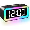 imageColorful Nightlight LED Digital Alarm Clock with Super Loud Dual alarm Weekday mode Snooze Dimmer USB Charging Port for Livingroom Bedroom Bedside Heavy Sleeper Adult Kid Teens gift BlackBlack