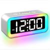 imageColorful Nightlight LED Digital Alarm Clock with Super Loud Dual alarm Weekday mode Snooze Dimmer USB Charging Port for Livingroom Bedroom Bedside Heavy Sleeper Adult Kid Teens gift BlackSilver