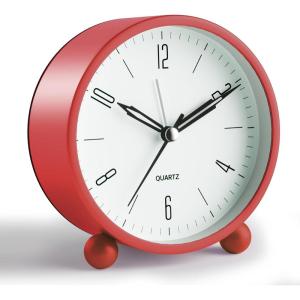 imageAnalog Alarm Clock 4 inch Super Silent Non Ticking Small Clock with Night Light Battery Operated Simple Design Old Fashioned Style Ideal Decor for Bedroom Bedside Desk Adult Kid Gift GreenRed