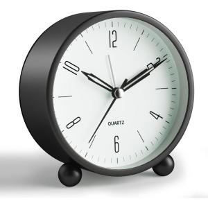 imageAnalog Alarm Clock 4 inch Super Silent Non Ticking Small Clock with Night Light Battery Operated Simple Design Old Fashioned Style Ideal Decor for Bedroom Bedside Desk Adult Kid Gift GreenBlack