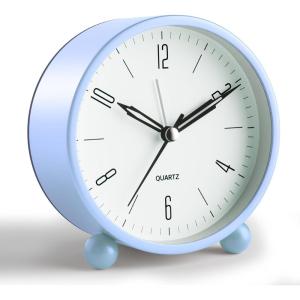 imageAnalog Alarm Clock 4 inch Super Silent Non Ticking Small Clock with Night Light Battery Operated Simple Design Old Fashioned Style Ideal Decor for Bedroom Bedside Desk Adult Kid Gift GreenSkyblue