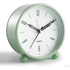 imageAnalog Alarm Clock 4 inch Super Silent Non Ticking Small Clock with Night Light Battery Operated Simple Design Old Fashioned Style Ideal Decor for Bedroom Bedside Desk Adult Kid Gift GreenGreen