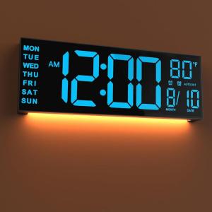imageJALL 30quot Large Digital Wall Mount Clock with Remote Control Alarm Big LED Countdown Auto DST Temperature for Living Room Classroom Desk Xmas Birthday Gift for Senior Men Women Mom Dad BlueBlue