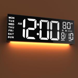 imageJALL 30quot Large Digital Wall Mount Clock with Remote Control Alarm Big LED Countdown Auto DST Temperature for Living Room Classroom Desk Xmas Birthday Gift for Senior Men Women Mom Dad BlueWhite