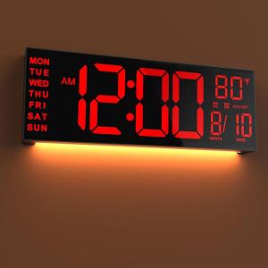 imageJALL 30quot Large Digital Wall Mount Clock with Remote Control Alarm Big LED Countdown Auto DST Temperature for Living Room Classroom Desk Xmas Birthday Gift for Senior Men Women Mom Dad BlueRed