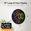 imageJALL 10quot Large Digital Wall Clock with Seconds Alarm Countdown Timer Big LED Display RGB Color DST Temperature Mounted for Bedroom Living Room Office Classroom Gym Xmas Birthday Gift RGBBlue