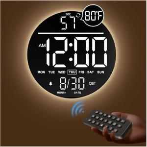 imageJALL 10quot Large Digital Wall Clock with Seconds Alarm Countdown Timer Big LED Display RGB Color DST Temperature Mounted for Bedroom Living Room Office Classroom Gym Xmas Birthday Gift RGBWhite