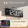 imageJALL 13quot Large Digital Wall Mount Clock Count Down Timer Alarm Big LED DST Temperature for Living Room Classroom Desk Xmas Birthday Gift for Senior Mom Dad White