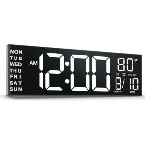 imageJALL 13quot Large Digital Wall Mount Clock Count Down Timer Alarm Big LED DST Temperature for Living Room Classroom Desk Xmas Birthday Gift for Senior Mom Dad White