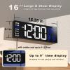 imageJALL 16quot Large Digital Wall Mount Clock Count Down Timer Alarm Big LED RGB Color DST Temperature for Living Room Classroom Desk Xmas Birthday Gift for Senior Mom Dad Blue White 16 inchesWhite Blue