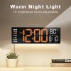 imageJALL 16quot Large Digital Wall Mount Clock Count Down Timer Alarm Big LED RGB Color DST Temperature for Living Room Classroom Desk Xmas Birthday Gift for Senior Mom Dad Blue White 16 inchesOrange White