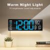 imageJALL 16quot Large Digital Wall Mount Clock Count Down Timer Alarm Big LED RGB Color DST Temperature for Living Room Classroom Desk Xmas Birthday Gift for Senior Mom Dad Blue White 16 inchesBlue White