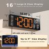 imageJALL 16quot Large Digital Wall Mount Clock Count Down Timer Alarm Big LED RGB Color DST Temperature for Living Room Classroom Desk Xmas Birthday Gift for Senior Mom Dad Blue White 16 inchesOrange White