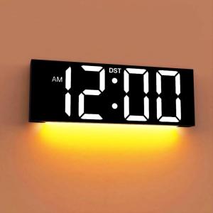 imageJALL 12 Large Digital Wall Clock Big LED Number Dispaly RGB Colors DST Night Light for Classroom Living Room Bedroom Mounted Birthday Xmas Gift for Senior Mem Womem White Font 12 inchesWhite Font