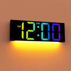 imageJALL 12 Large Digital Wall Clock Big LED Number Dispaly RGB Colors DST Night Light for Classroom Living Room Bedroom Mounted Birthday Xmas Gift for Senior Mem Womem White Font 12 inchesBlack