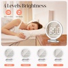 image:imageRound Mirror Lighted Digital Alarm Clock Mirror Surface for Makeup Large Display Easy Setting Auto DST Auto Dimming USB Port Modern Decor for Home Bedroom Office Gift for Women Girl Silver