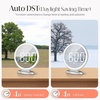 image:imageRound Mirror Lighted Digital Alarm Clock Mirror Surface for Makeup Large Display Easy Setting Auto DST Auto Dimming USB Port Modern Decor for Home Bedroom Office Gift for Women Girl Silver
