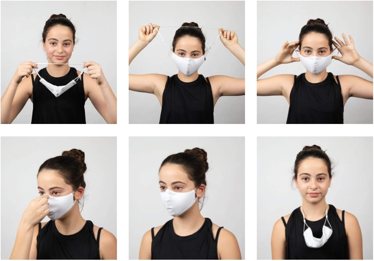 Bloch unisexchild Childrens Soft Stretch Reusable Face Mask With Lanyard and Moldable Nose Pad Pack of 3White