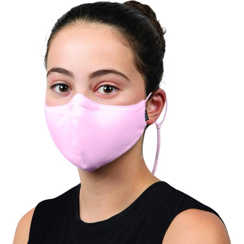 Bloch unisexchild Childrens Soft Stretch Reusable Face Mask With Lanyard and Moldable Nose Pad Pack of 3Light Pink