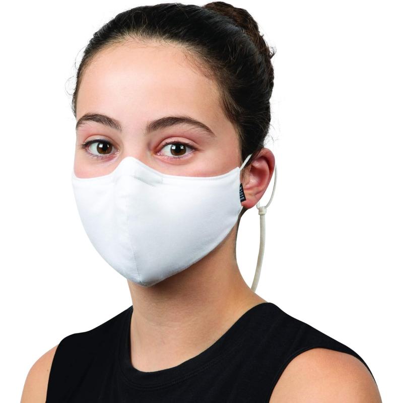 Bloch unisexchild Childrens Soft Stretch Reusable Face Mask With Lanyard and Moldable Nose Pad Pack of 3White