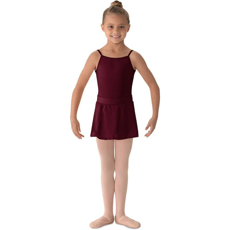 Mirella Girls Georgette Mock Wrap SkirtBurgundy