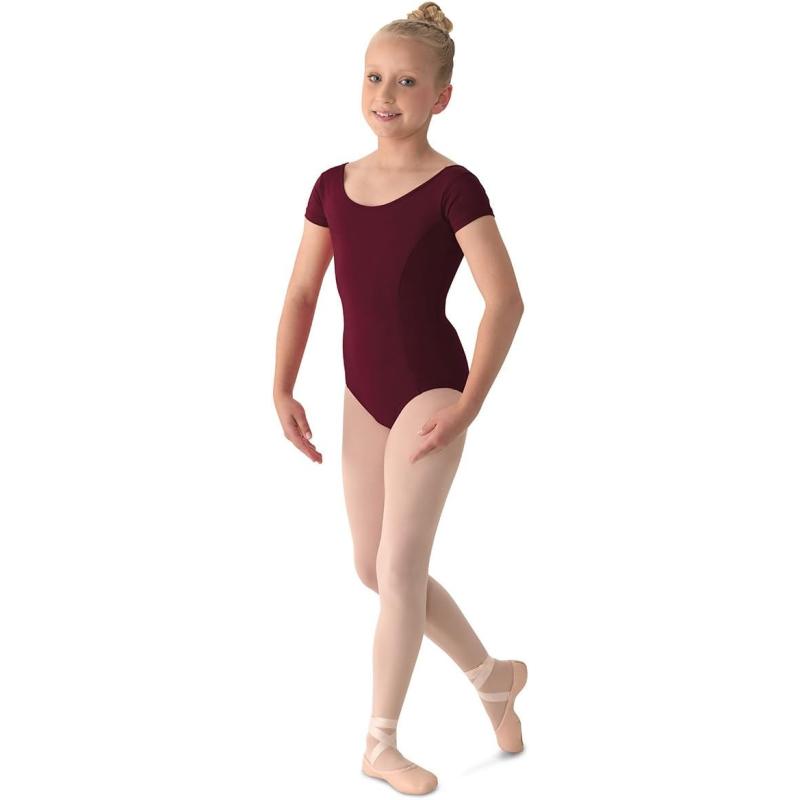 Mirella Girls Princess Seam Cap Sleeve Dance LeotardBurgundy