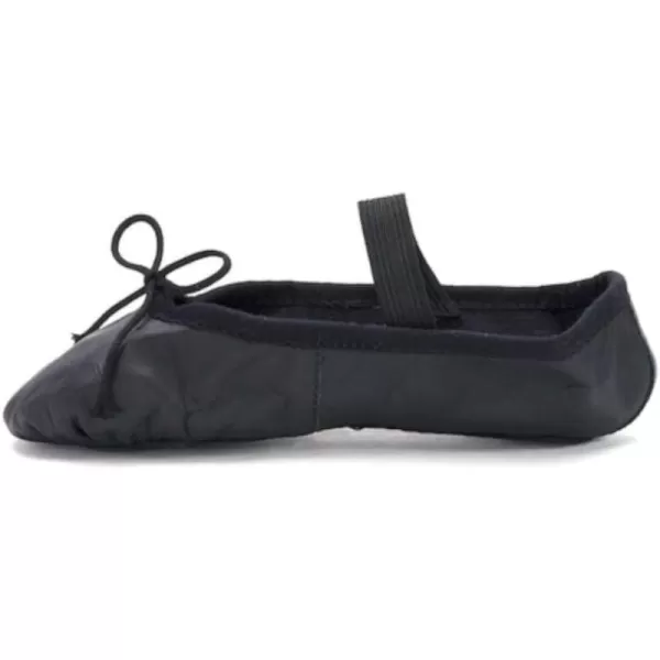 Leo Womens Ballet Russe Leather Full Sole Ballet Dance ShoeSlipperBlack