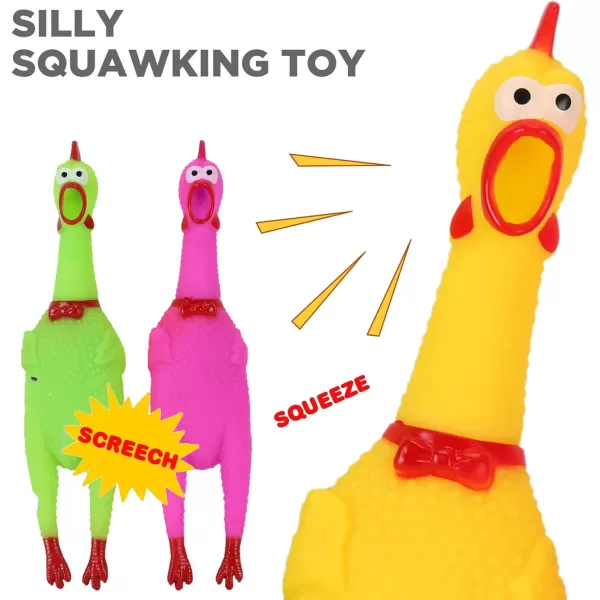 imageLiberty Imports 3 Pack Rubber Chicken Toy 14quot Screaming Squawking Practical Joke Prank Noisemaker Novelty Gag Gifts Party Favor Toys