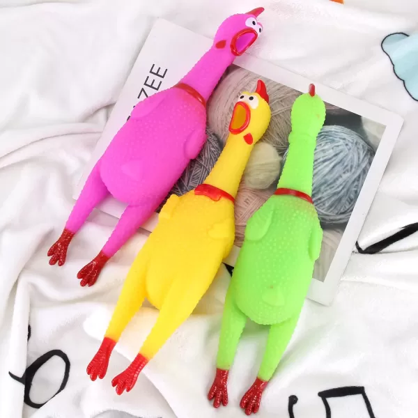 imageLiberty Imports 3 Pack Rubber Chicken Toy 14quot Screaming Squawking Practical Joke Prank Noisemaker Novelty Gag Gifts Party Favor Toys