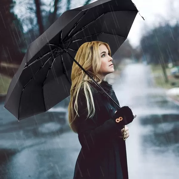 imageLiberty Imports 3 Pack Windproof Travel Rain Umbrellas  Compact Light Automatic Strong and Portable  for Men and WomenEdition 1  Black  Grey  Blue