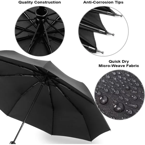 imageLiberty Imports 3 Pack Windproof Travel Rain Umbrellas  Compact Light Automatic Strong and Portable  for Men and WomenEdition 1  Black  Grey  Blue