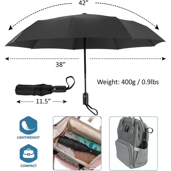 imageLiberty Imports 3 Pack Windproof Travel Rain Umbrellas  Compact Light Automatic Strong and Portable  for Men and WomenEdition 4  Black