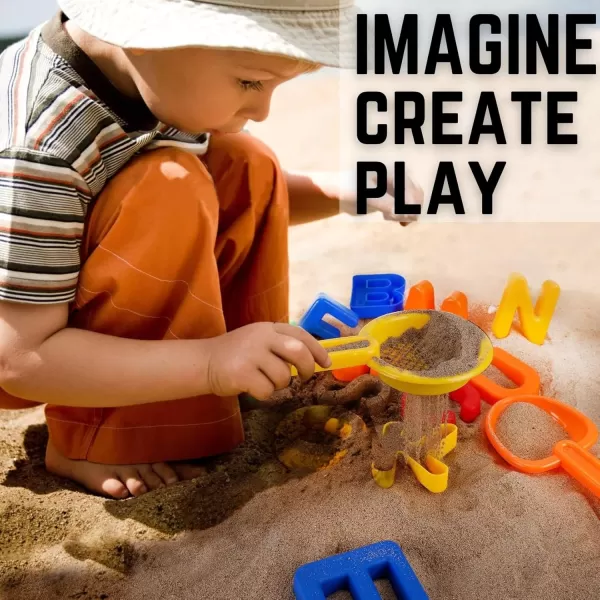 imageLiberty Imports ABC Alphabet Sand Mold Uppercase Letters Beach Toy Play Set with Digging Tools Shovel Sifter for Kids Toddlers Colors Vary