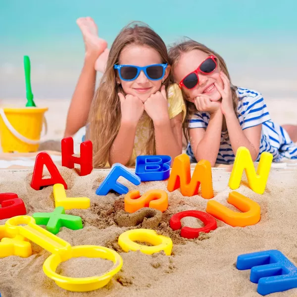 imageLiberty Imports ABC Alphabet Sand Mold Uppercase Letters Beach Toy Play Set with Digging Tools Shovel Sifter for Kids Toddlers Colors Vary