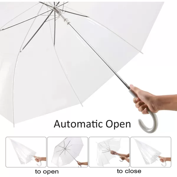 imageLiberty Imports Pack of 12 Wedding Style Stick Umbrellas 46quot Large Canopy Windproof Auto Open J Hook Handle in Bulk Pearl WhiteTransparent