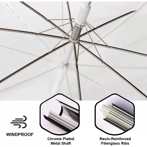 imageLiberty Imports Pack of 12 Wedding Style Stick Umbrellas 46quot Large Canopy Windproof Auto Open J Hook Handle in Bulk Pearl WhiteTransparent