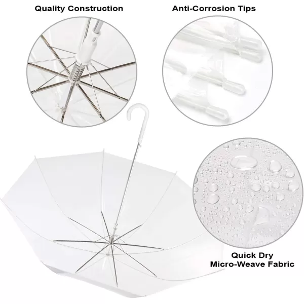 imageLiberty Imports Pack of 12 Wedding Style Stick Umbrellas 46quot Large Canopy Windproof Auto Open J Hook Handle in Bulk Pearl WhiteTransparent