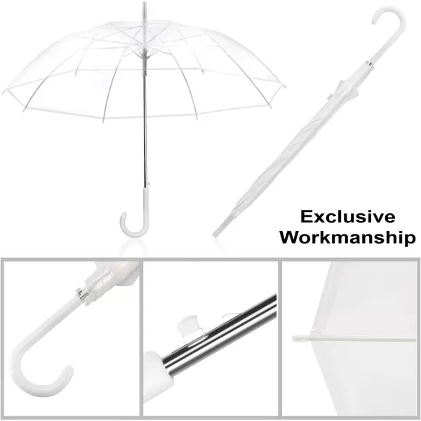 imageLiberty Imports Pack of 12 Wedding Style Stick Umbrellas 46quot Large Canopy Windproof Auto Open J Hook Handle in Bulk Pearl WhiteTransparent
