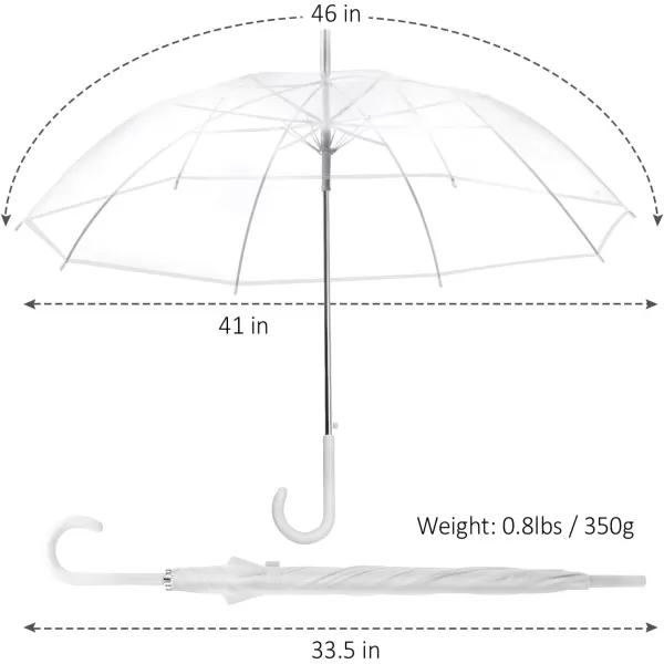 imageLiberty Imports Pack of 12 Wedding Style Stick Umbrellas 46quot Large Canopy Windproof Auto Open J Hook Handle in Bulk Pearl WhiteTransparent