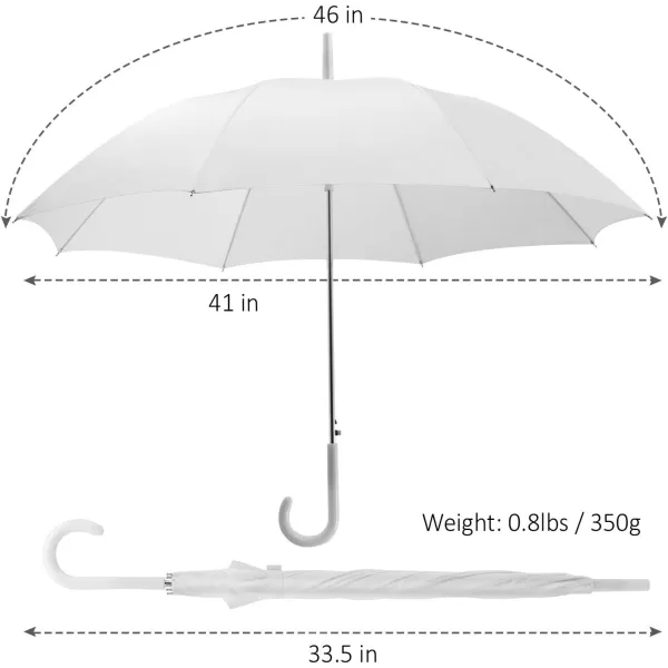 imageLiberty Imports Pack of 12 Wedding Style Stick Umbrellas 46quot Large Canopy Windproof Auto Open J Hook Handle in Bulk Pearl WhiteWhite