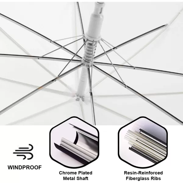imageLiberty Imports Pack of 12 Wedding Style Stick Umbrellas 46quot Large Canopy Windproof Auto Open J Hook Handle in Bulk Pearl WhiteWhite