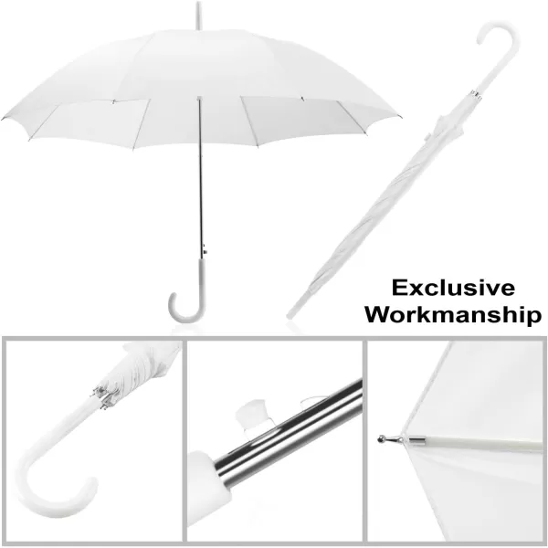 imageLiberty Imports Pack of 12 Wedding Style Stick Umbrellas 46quot Large Canopy Windproof Auto Open J Hook Handle in Bulk Pearl WhiteWhite