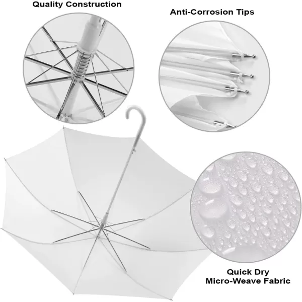 imageLiberty Imports Pack of 12 Wedding Style Stick Umbrellas 46quot Large Canopy Windproof Auto Open J Hook Handle in Bulk Pearl WhiteWhite