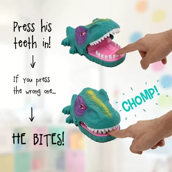 imageSnappy Dinosaur Dentist Classic Bite Finger Game Dino Toy Funny Family Party Tabletop Board Game with LED Light and Sound