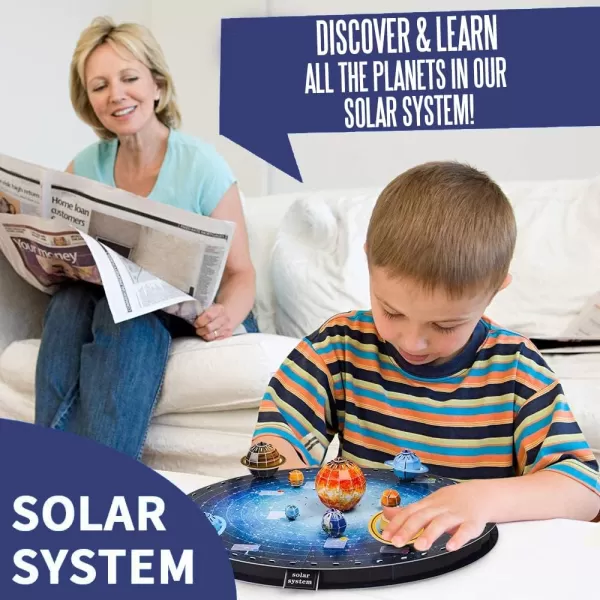 imageSpace 3D Solar System Jigsaw Puzzle Astronomy Planets Toy Educational Learning Teaching Model Brain Teaser Desktop Decor 146 Pieces