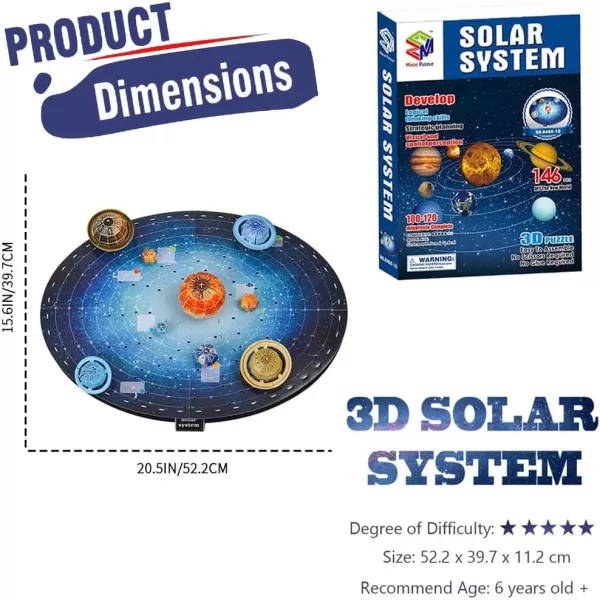 imageSpace 3D Solar System Jigsaw Puzzle Astronomy Planets Toy Educational Learning Teaching Model Brain Teaser Desktop Decor 146 Pieces